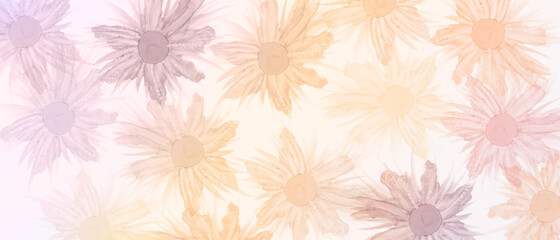 Fototapeta na wymiar アルコールインクアートの背景）オレンジ・紫・ピンクのグラデーション　ナチュラル　バナー　花柄　透明感