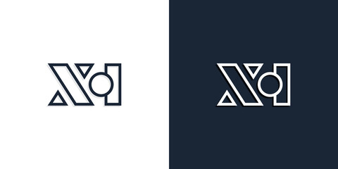 Abstract line art initial letters XH logo.