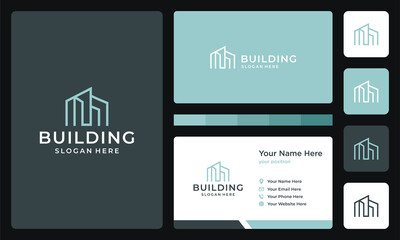 Architectural building real estate logo design template with initial letter m logo design vector illustration