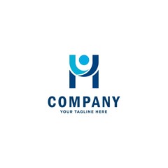 initials H. Human Resources Consulting Company, Global Community Logo