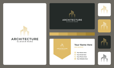 architectural building logo with real estate logo design template. icons for real estate businesses, buildings, luxury businesses. premium Vectors. business card.