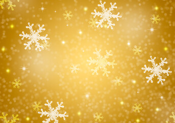 Golden winter background christmas magic decor.