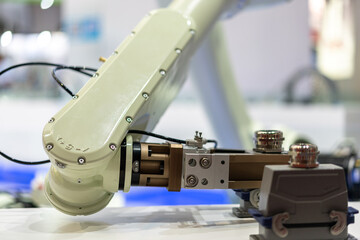 robot arm  working in car factory