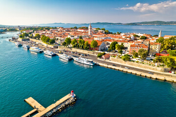 Fototapeta na wymiar City of Zadar harbor and historic peninsula aerial view
