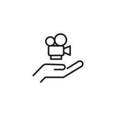 Line icon of professional camera for filmmaking