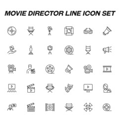 Movie director line icon set. Collection of high quality icons