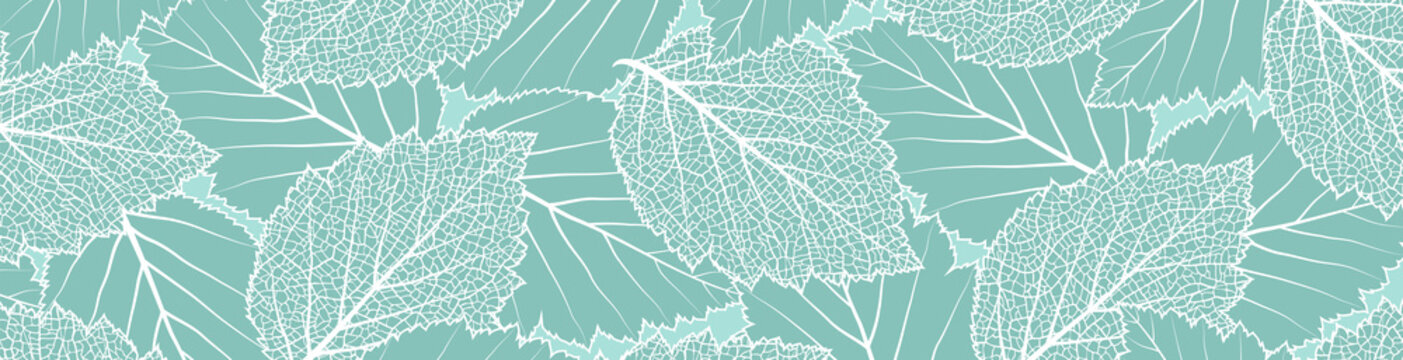 Floral vector banner with leaves. Seasonal plant print forg reeting card, cover. Natural trendy design for business, holiday. Textured background. Botanical art.