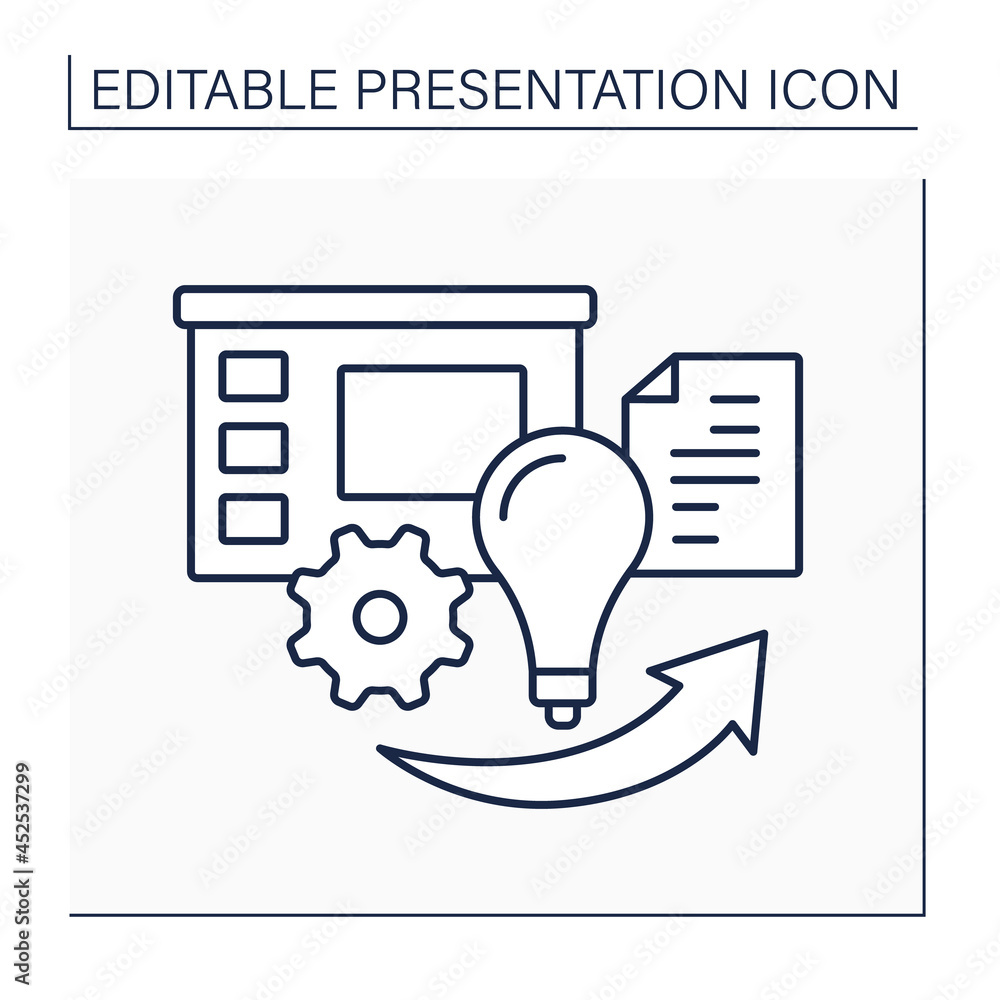 Poster methodology line icon. use important methodological literature for successful presentation. professi