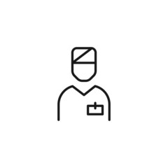 Line icon of faceless seller with badge