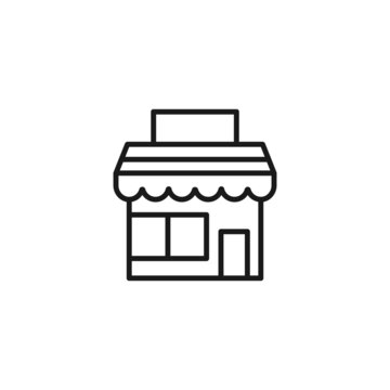 Line icon of small shop with window