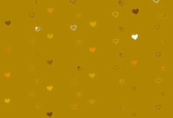 Light Yellow vector texture with lovely hearts.