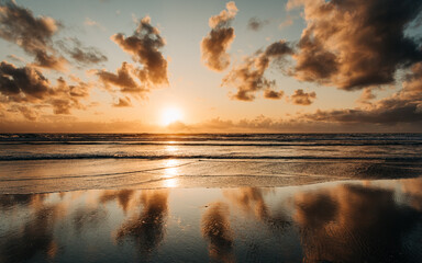 beach sunset with clouds