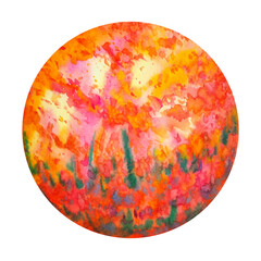 orange planet art abstract universe star mental mind spiritual watercolor painting illustration design