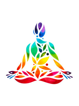 human meditate mind mental health yoga chakra spiritual healing watercolor painting illustration design