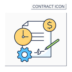 Service contract color icon. Business agreement between contractor and customer. Maintenance,servicing of equipment over specified period.Contract concept. Isolated vector illustration - obrazy, fototapety, plakaty