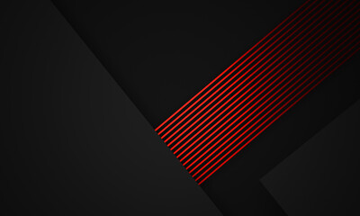 3D abstract red stripped and black background.