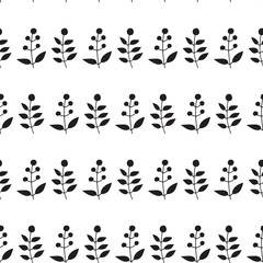 Fototapeta premium Seamless pattern. Vector illustration of branches with leaves and berries.