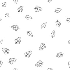 Black and white seamless pattern with leaves