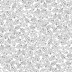 Black and white seamless pattern with leaves