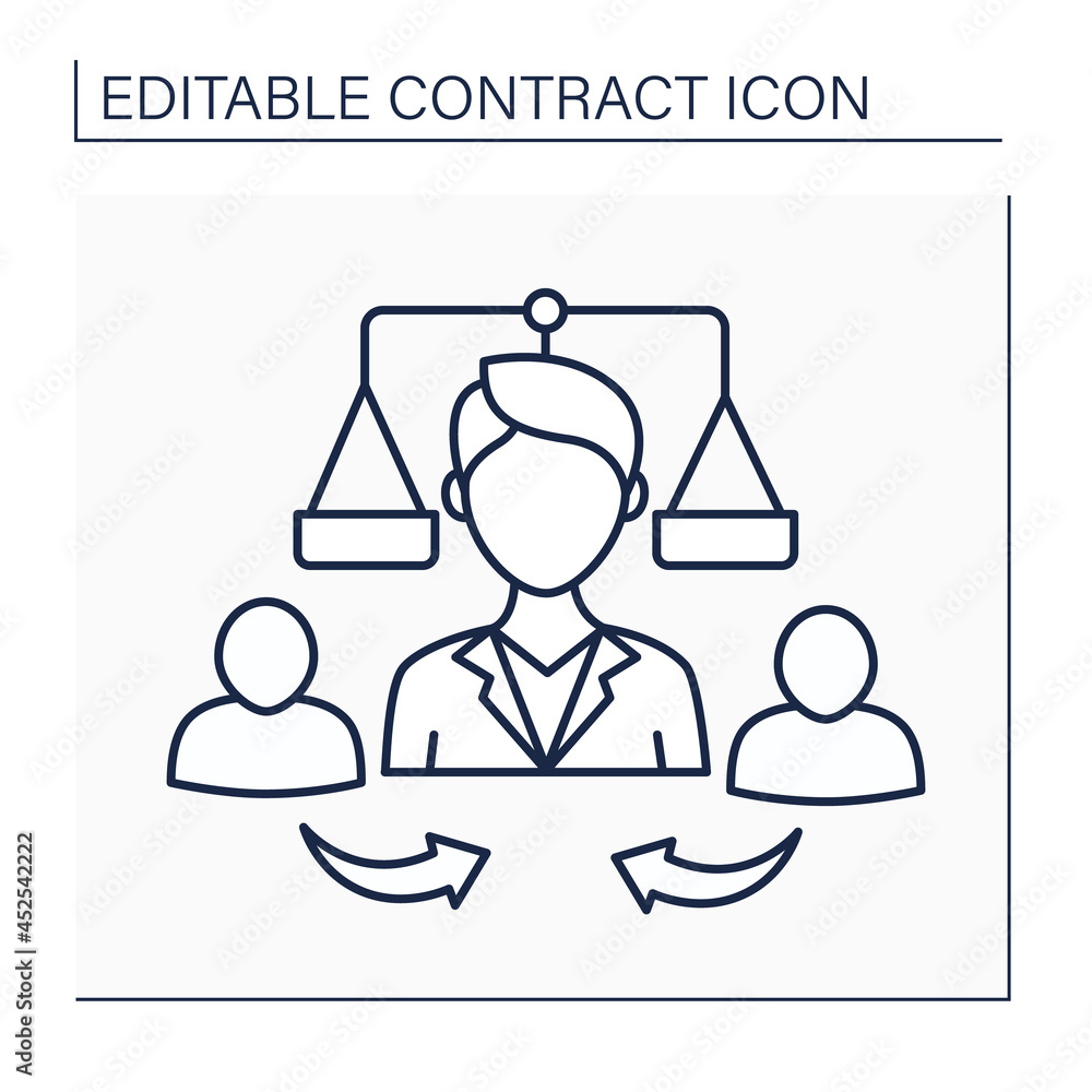 Aufkleber arbitration line icon. alternative dispute resolution. mechanism for resolving disputes between inve