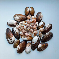 seashells on a white background