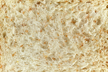 close up shot of a surface texture of sliced whole wheat sandwich bread for food background wallpaper
