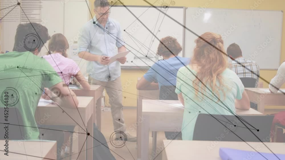 Poster animation of network of connections over students learning