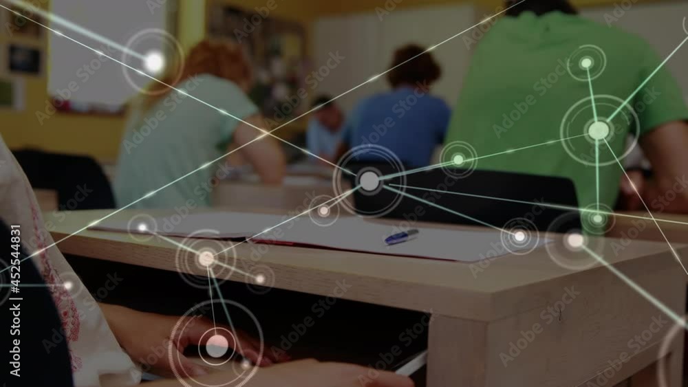 Poster animation of network of connections over students learning