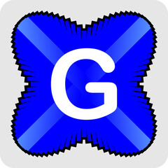clipart or icon symbol letter g and blue abstract flower icon with vector graphic resources, simple, beautiful and cool
