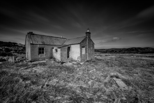 Isle of Skye abandoned house long exposure slow clouds moving