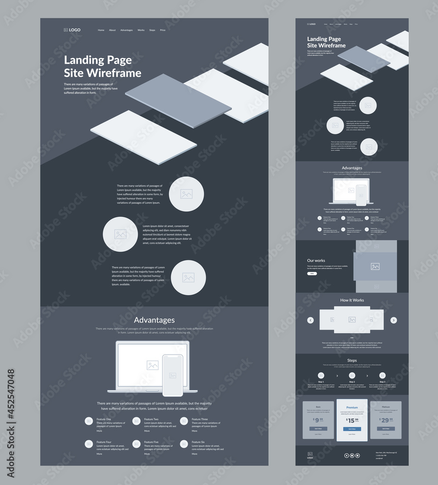 Canvas Prints one page website layout template.