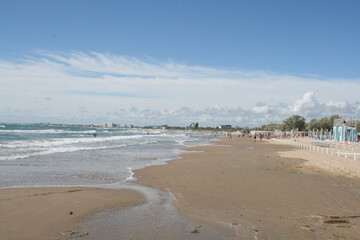 Fototapeta na wymiar Black Sea coastline, sandy beach, waves