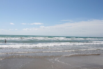 Fototapeta na wymiar Sea coastline, sandy beach, waves