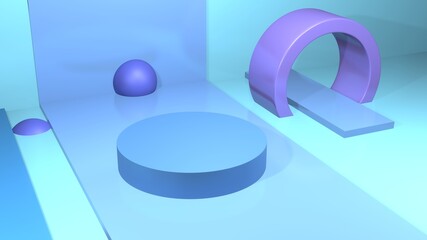 3d background for mockup design for product images. Round stage for product place.