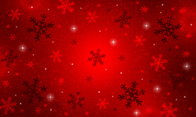 Obraz na płótnie Canvas Red christmas background with lights and snowflakes.