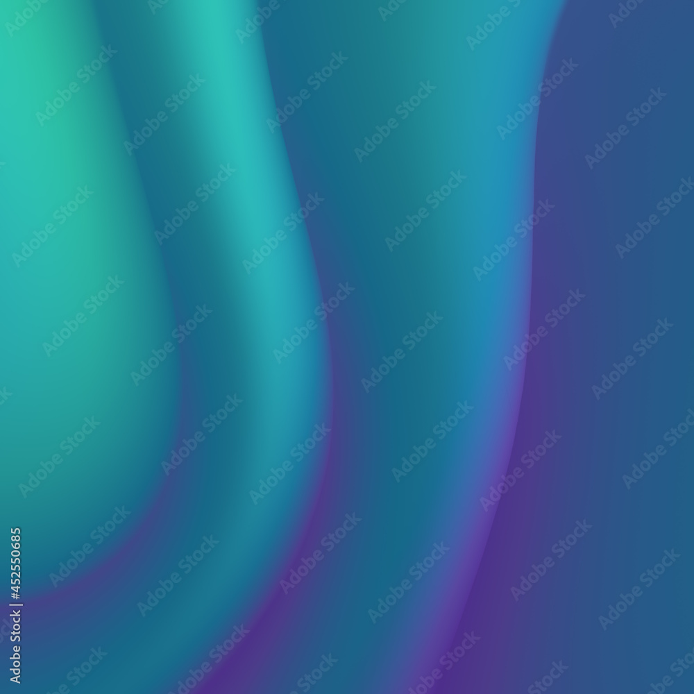 Poster wavy curved fluid shapes with trendy holographic gradient. color flow background. 3d rendering digit