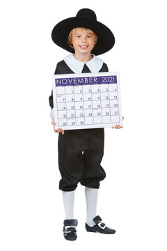Thanksgiving: Pilgrim Boy With 2021 Calendar