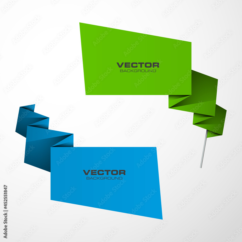 Poster Vector abstract banner. The original form as two form, overlapping. The flat image. Advertising Design shape. Vector label tag.