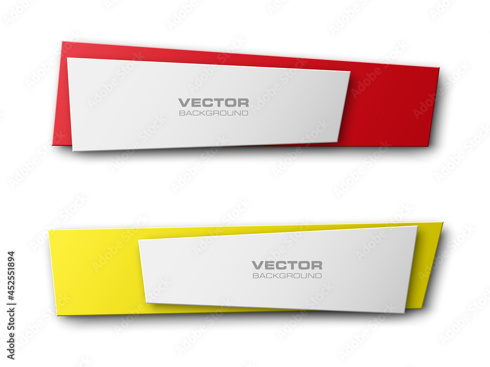 Poster vector abstract ribbon banner. the two original rectangular band banners form background. the flat b