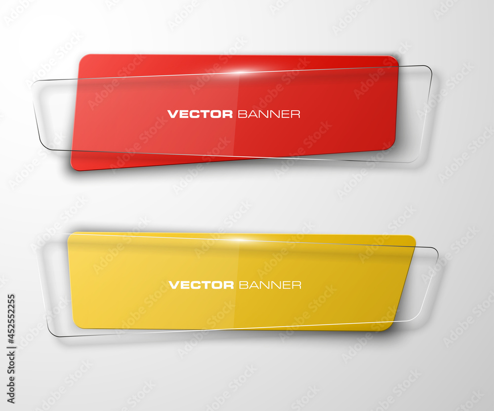 Poster transparent abstract banner set. the clear rectangle form as two advertising banner poster. the flat