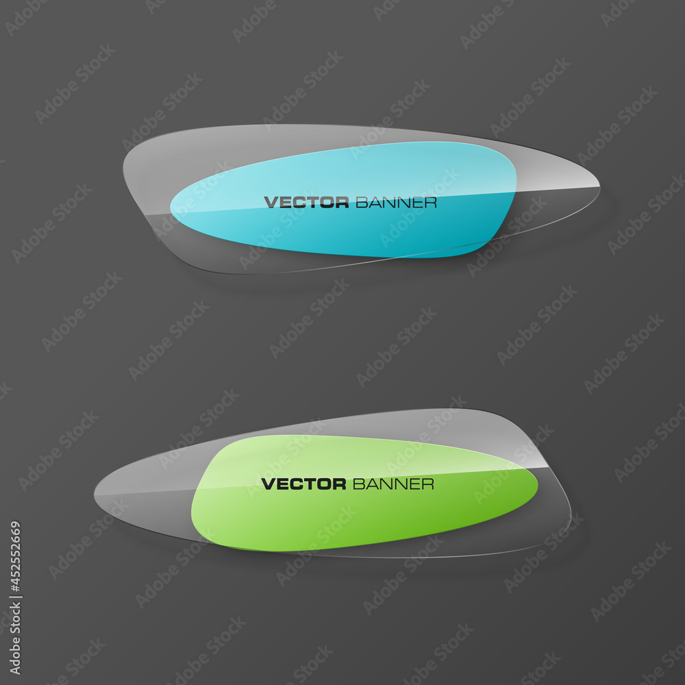 Poster transparent abstract banner set. the clear oval form as two advertising banner poster. the flat tran