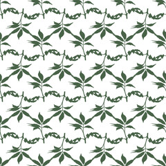Vector cute seamless pattern with leaves isolated on white background.