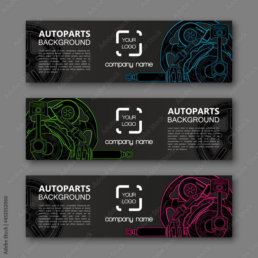Poster auto parts banner. modern template vector design. vector car service design auto parts template. hea