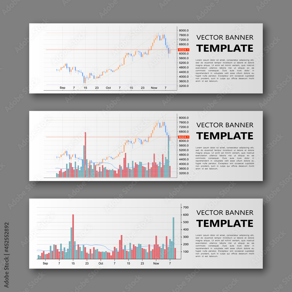 Poster business chart forex banner. modern vector business chart design banner template. web header forex t