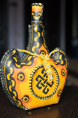 flask made of genuine leather for alcoholic beverages