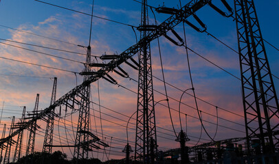 Electric tower at sunset
