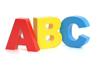 Learning letters 3d concept, ABC colorful letters isolated on white background, 3d rendering © koya979