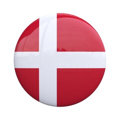 Denmark national flag badge, nationality pin 3d rendering