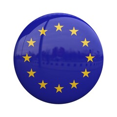 European Union flag badge, nationality pin 3d rendering