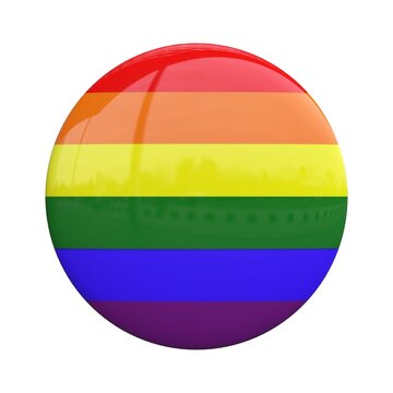LGBT Badge, Rainbow Flag Pin 3d Rendering